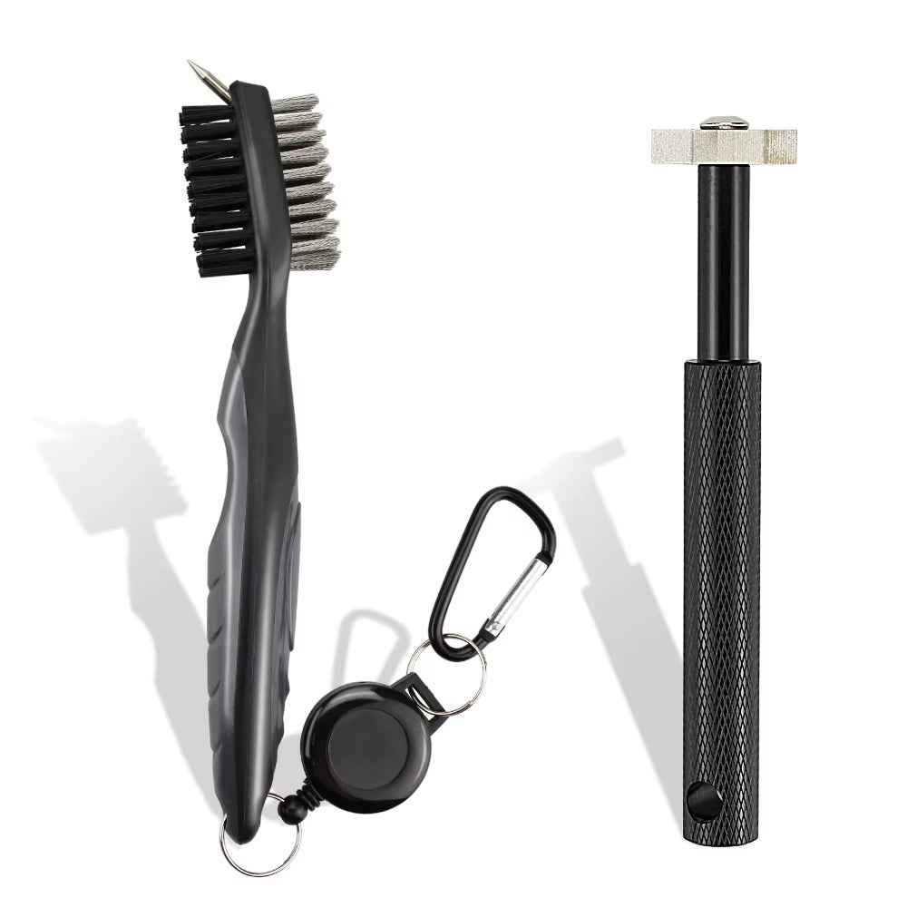 Golf Club Brush and Sharpener Set - 2-Piece Grooving Tool and Cleaner Kit for Putter and Wedge Accessories