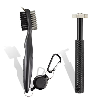 Golf Club Brush and Sharpener Set - 2-Piece Grooving Tool and Cleaner Kit for Putter and Wedge Accessories