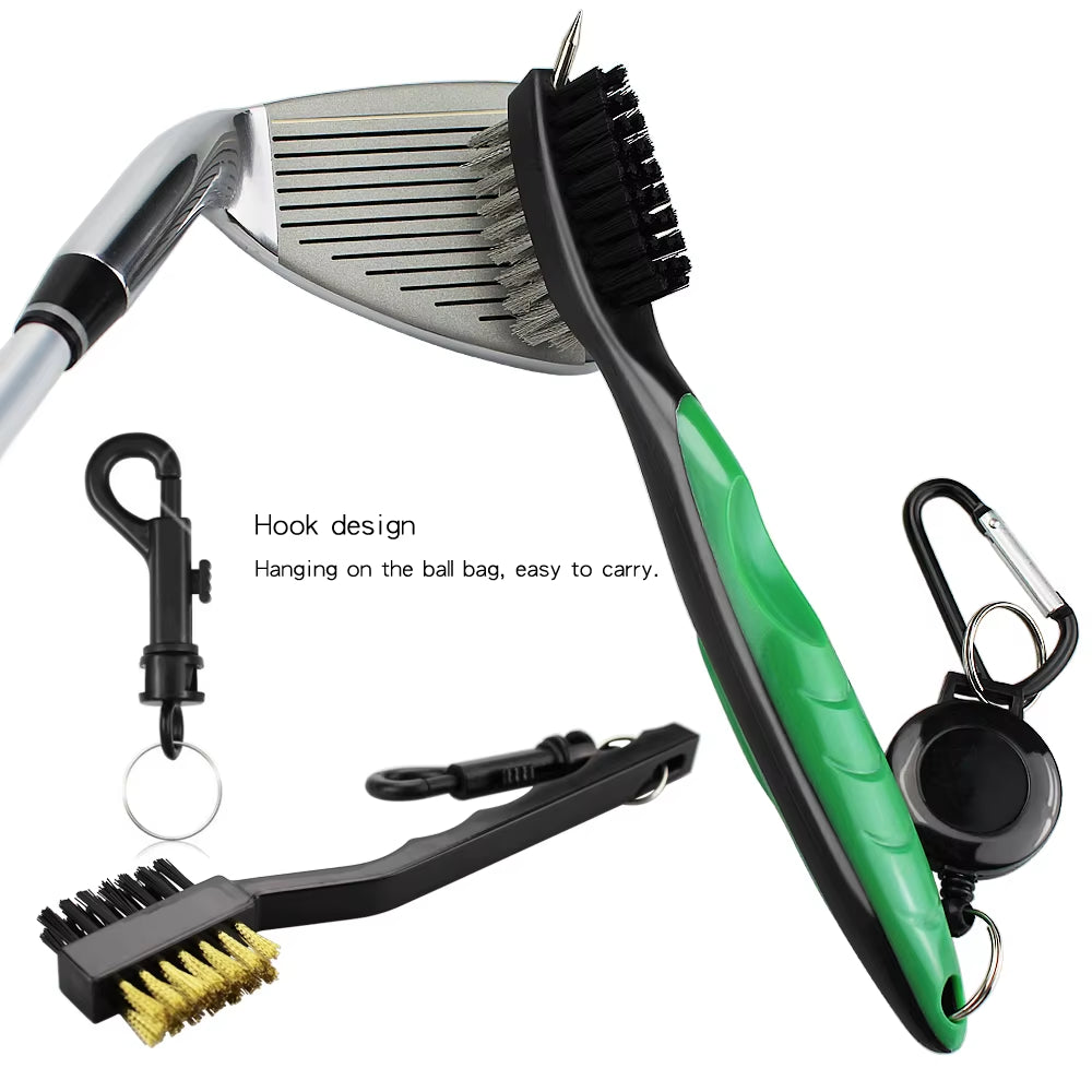 Golf Club Brush and Sharpener Set - 2-Piece Grooving Tool and Cleaner Kit for Putter and Wedge Accessories