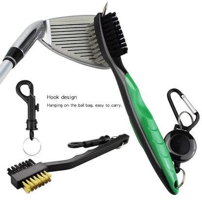 Golf Club Brush and Sharpener Set - 2-Piece Grooving Tool and Cleaner Kit for Putter and Wedge Accessories