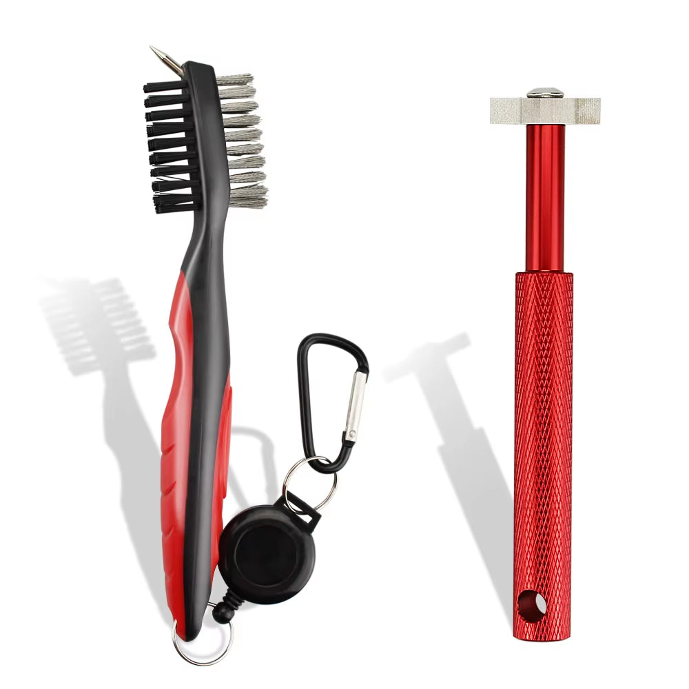 Golf Club Brush and Sharpener Set - 2-Piece Grooving Tool and Cleaner Kit for Putter and Wedge Accessories