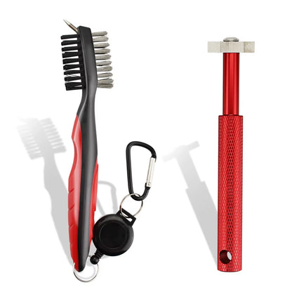 Golf Club Brush and Sharpener Set - 2-Piece Grooving Tool and Cleaner Kit for Putter and Wedge Accessories