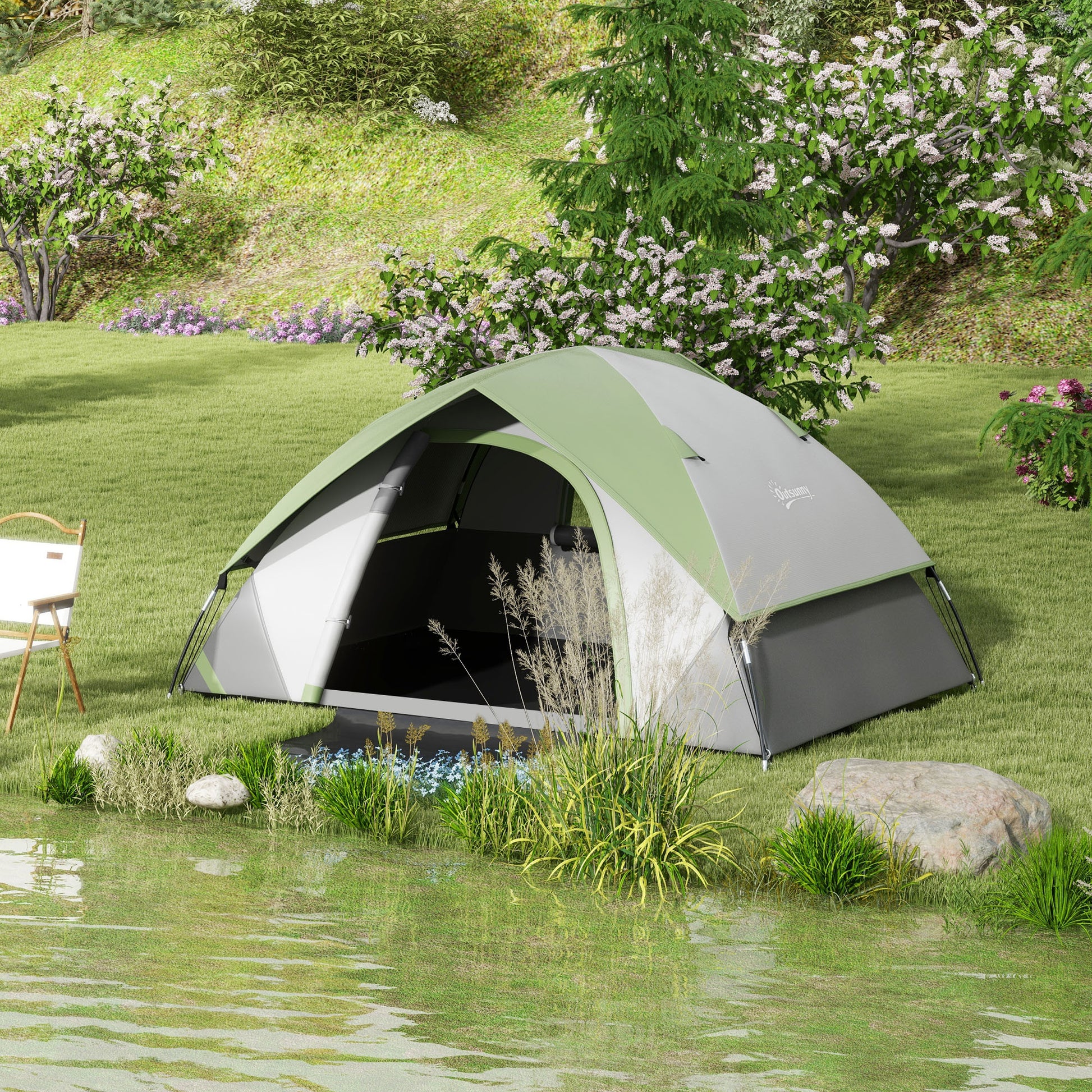 Camping Tent for 2 Person with Sewn-In Groundsheet, 3000Mm Waterproof
