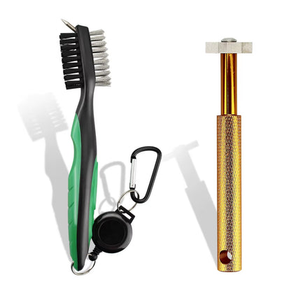 Golf Club Brush and Sharpener Set - 2-Piece Grooving Tool and Cleaner Kit for Putter and Wedge Accessories