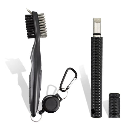 Golf Club Brush and Sharpener Set - 2-Piece Grooving Tool and Cleaner Kit for Putter and Wedge Accessories