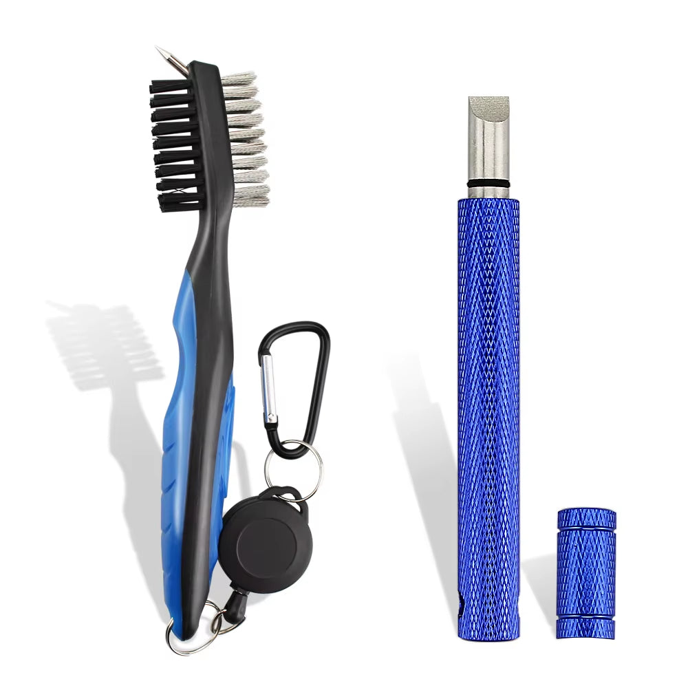 Golf Club Brush and Sharpener Set - 2-Piece Grooving Tool and Cleaner Kit for Putter and Wedge Accessories