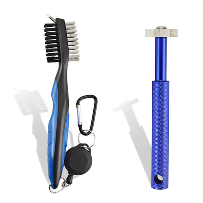 Golf Club Brush and Sharpener Set - 2-Piece Grooving Tool and Cleaner Kit for Putter and Wedge Accessories