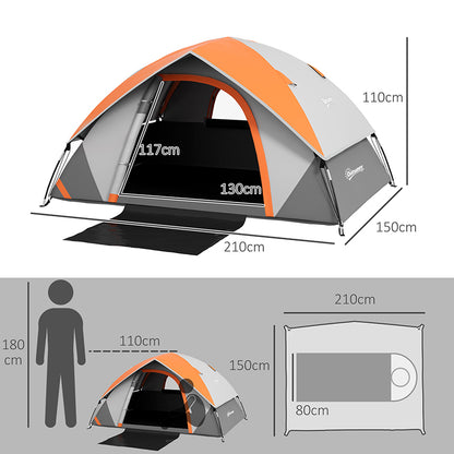 Camping Tent for 2 Person with Sewn-In Groundsheet, 3000Mm Waterproof