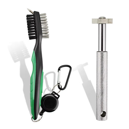 Golf Club Brush and Sharpener Set - 2-Piece Grooving Tool and Cleaner Kit for Putter and Wedge Accessories
